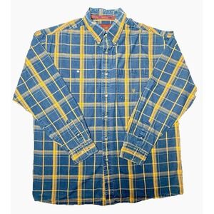 Twenty X Western Shirt XXL Blue Yellow Plaid Button Down Y2K Mens